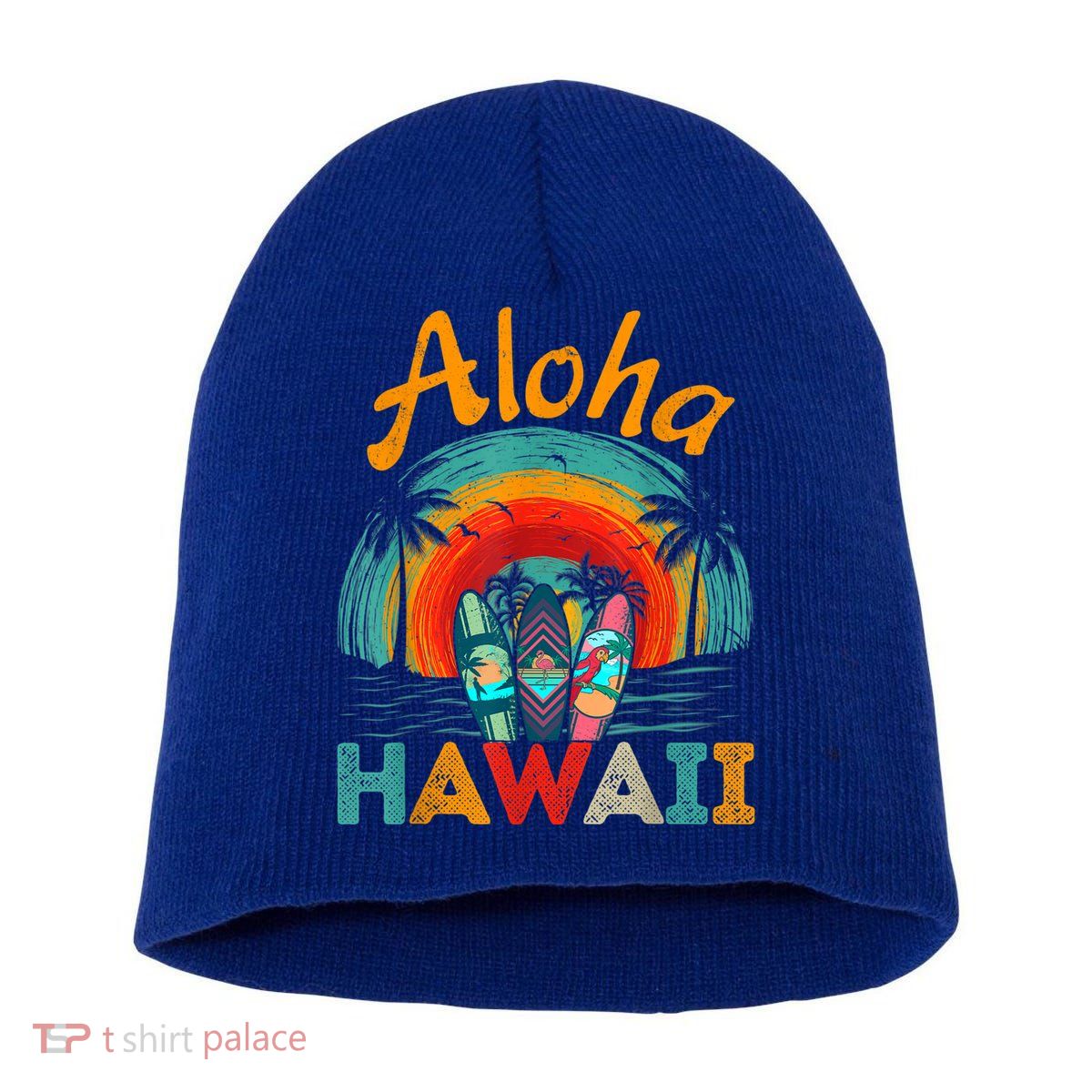 Retro Hawaiian Surfboard Aloha Hawaii Island Surfer Outfits Short Acrylic Beanie