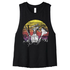 Retro Hair Salon Barber Hairdresser Gift Hairstylist Women's Racerback Cropped Tank