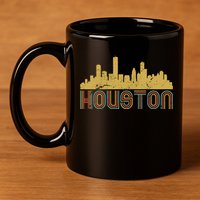 Retro Houston Skyline Texas 11oz C Handle Ceramic Mug