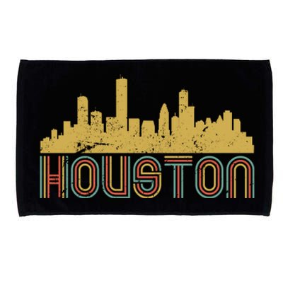 Retro Houston Skyline Texas Microfiber Hand Towel