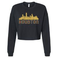 Retro Houston Skyline Texas Cropped Pullover Crew