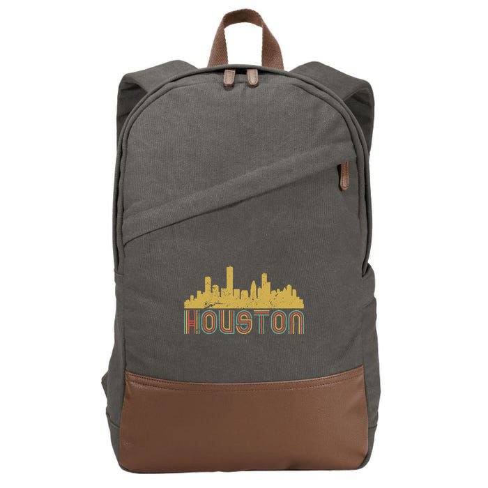 Retro Houston Skyline Texas Cotton Canvas Backpack
