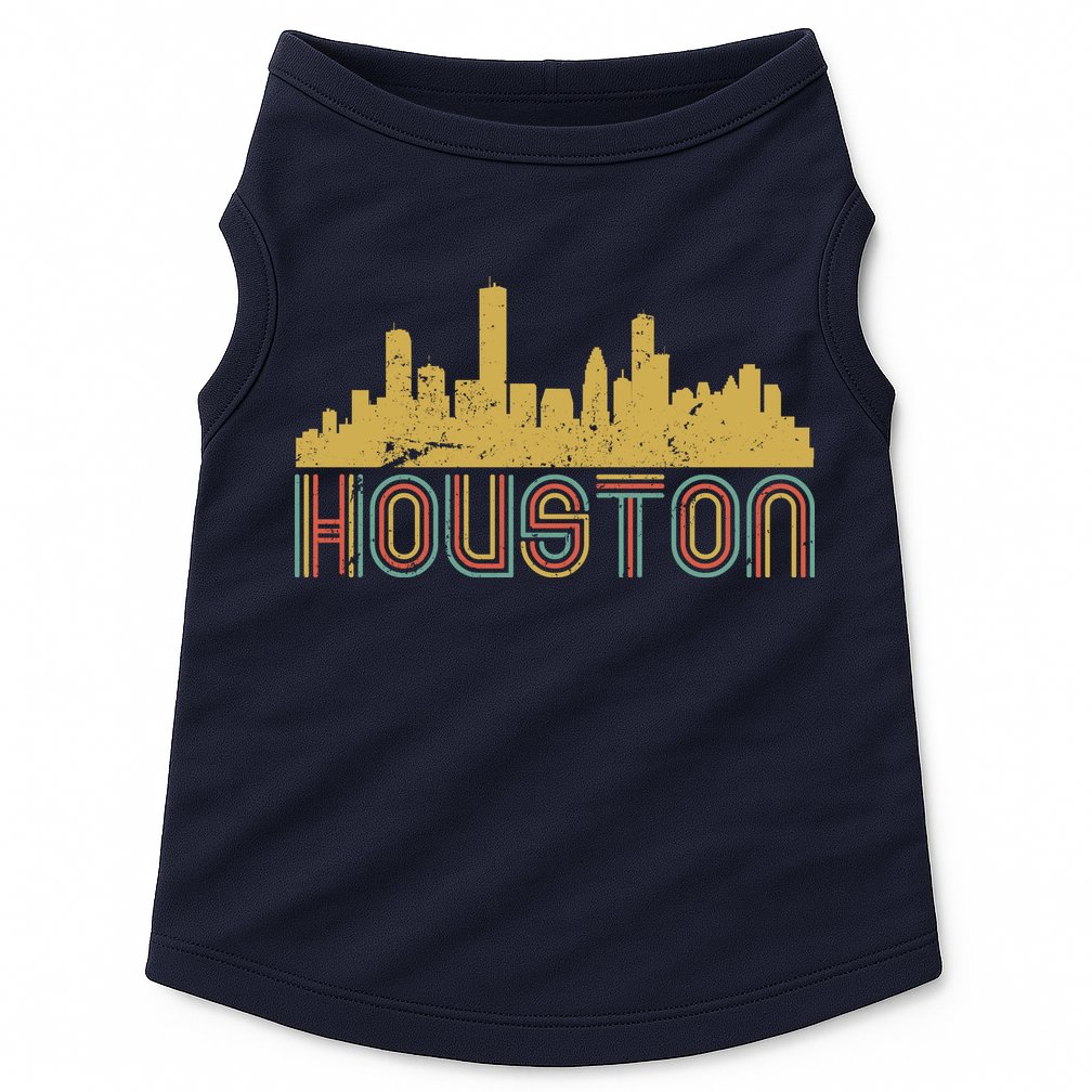Retro Houston Skyline Texas Doggie Tank