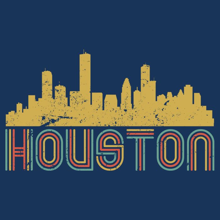 Retro Houston Skyline Texas USA-Made Doggie Bandana