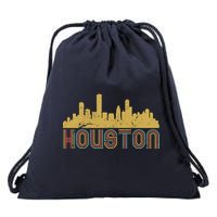 Retro Houston Skyline Texas Drawstring Bag