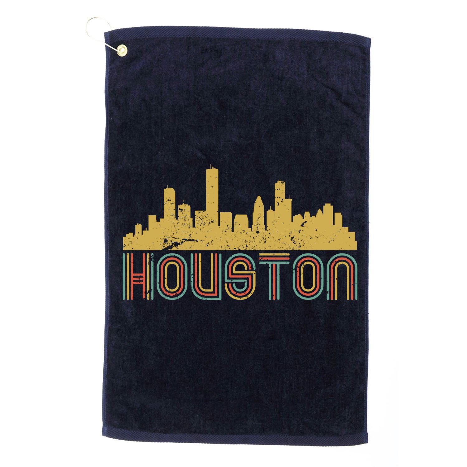 Retro Houston Skyline Texas Golf Towel