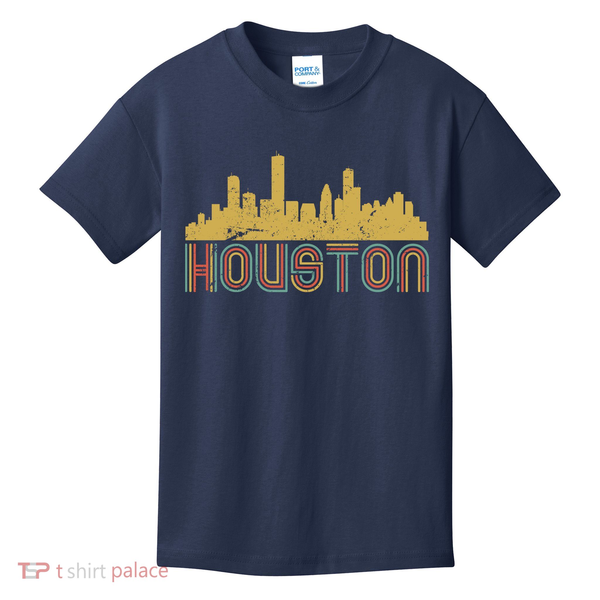 Retro Houston Skyline Texas Kids T-Shirt