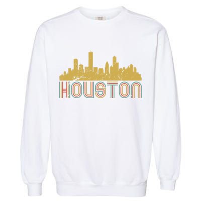 Retro Houston Skyline Texas Garment-Dyed Sweatshirt