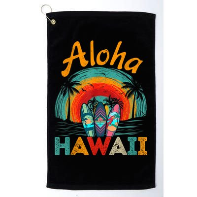 Retro Hawaiian Surfboard Aloha Hawaii Island Surfer Outfits Golf Towel