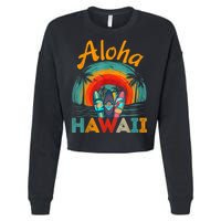 Retro Hawaiian Surfboard Aloha Hawaii Island Surfer Outfits Cropped Pullover Crew