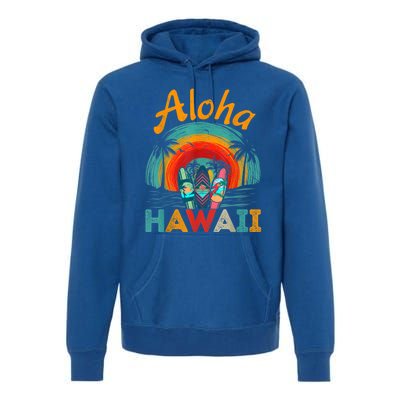 Retro Hawaiian Surfboard Aloha Hawaii Island Surfer Outfits Premium Hoodie