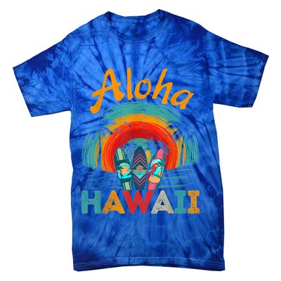 Retro Hawaiian Surfboard Aloha Hawaii Island Surfer Outfits Tie-Dye T-Shirt