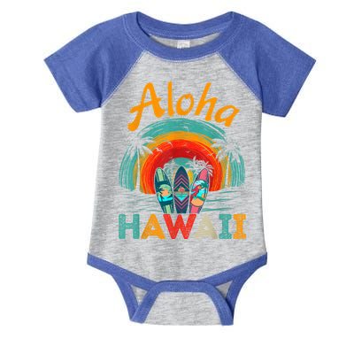 Retro Hawaiian Surfboard Aloha Hawaii Island Surfer Outfits Infant Baby Jersey Bodysuit