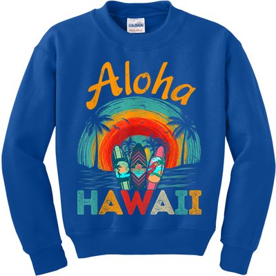 Retro Hawaiian Surfboard Aloha Hawaii Island Surfer Outfits Kids Sweatshirt