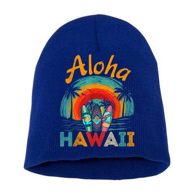 Retro Hawaiian Surfboard Aloha Hawaii Island Surfer Outfits Short Acrylic Beanie