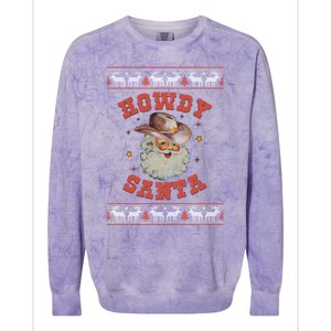 Retro Howdy Santa Country Christmas Christmas Cow Cute Gift Colorblast Crewneck Sweatshirt