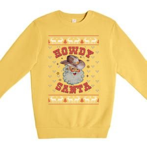 Retro Howdy Santa Country Christmas Christmas Cow Cute Gift Premium Crewneck Sweatshirt