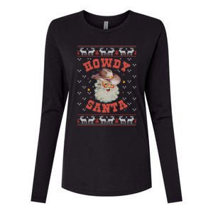 Retro Howdy Santa Country Christmas Christmas Cow Cute Gift Womens Cotton Relaxed Long Sleeve T-Shirt