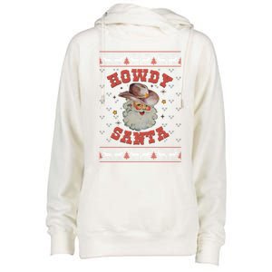 Retro Howdy Santa Country Christmas Christmas Cow Cute Gift Womens Funnel Neck Pullover Hood