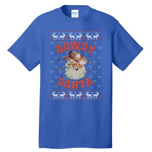 Retro Howdy Santa Country Christmas Christmas Cow Cute Gift Tall T-Shirt