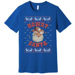 Retro Howdy Santa Country Christmas Christmas Cow Cute Gift Premium T-Shirt