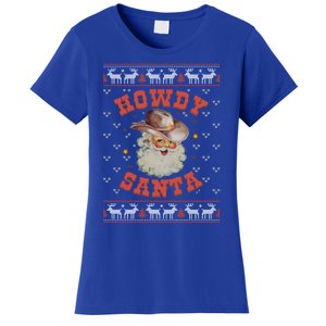 Retro Howdy Santa Country Christmas Christmas Cow Cute Gift Women's T-Shirt