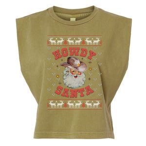 Retro Howdy Santa Country Christmas Christmas Cow Cute Gift Garment-Dyed Women's Muscle Tee