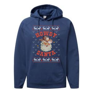 Retro Howdy Santa Country Christmas Christmas Cow Cute Gift Performance Fleece Hoodie