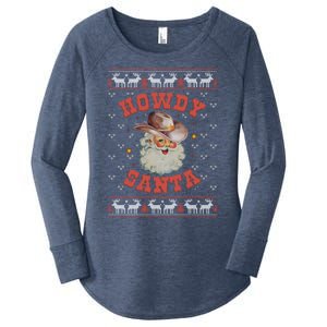 Retro Howdy Santa Country Christmas Christmas Cow Cute Gift Women's Perfect Tri Tunic Long Sleeve Shirt