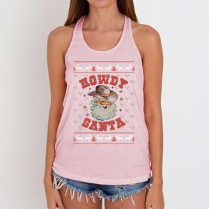 Retro Howdy Santa Country Christmas Christmas Cow Cute Gift Women's Knotted Racerback Tank