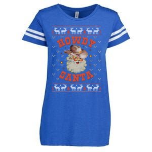 Retro Howdy Santa Country Christmas Christmas Cow Cute Gift Enza Ladies Jersey Football T-Shirt