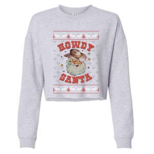 Retro Howdy Santa Country Christmas Christmas Cow Cute Gift Cropped Pullover Crew