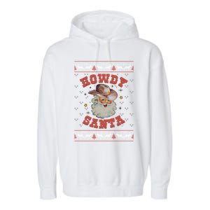 Retro Howdy Santa Country Christmas Christmas Cow Cute Gift Garment-Dyed Fleece Hoodie