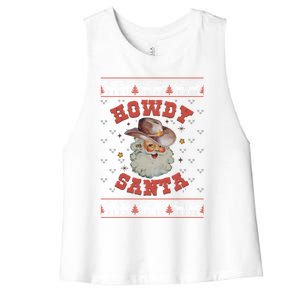 Retro Howdy Santa Country Christmas Christmas Cow Cute Gift Women's Racerback Cropped Tank