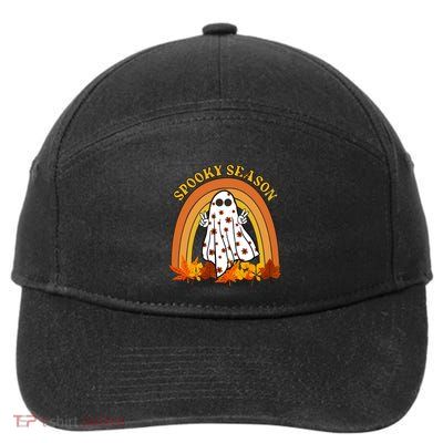 Retro Halloween Spooky Season Ghost Fall Rainbow 7-Panel Snapback Hat