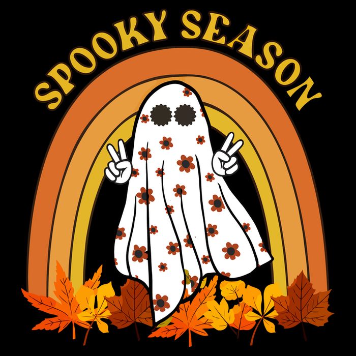 Retro Halloween Spooky Season Ghost Fall Rainbow 16 in Basic Backpack