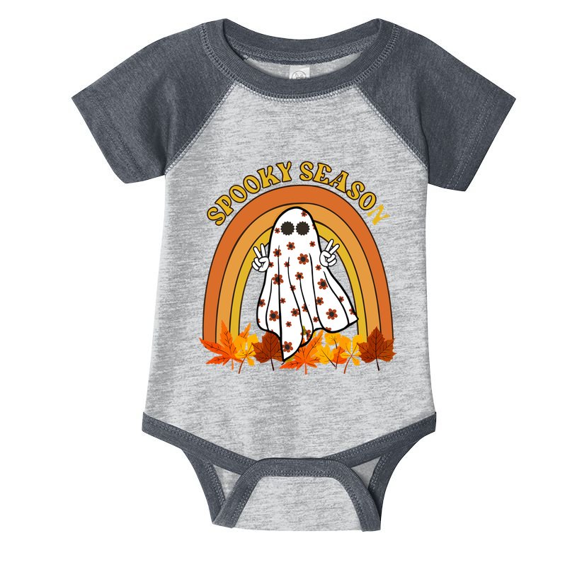Retro Halloween Spooky Season Ghost Fall Rainbow Infant Baby Jersey Bodysuit