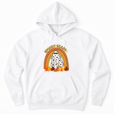 Retro Halloween Spooky Season Ghost Fall Rainbow Hoodie