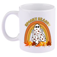 Retro Halloween Spooky Season Ghost Fall Rainbow 11oz C Handle Ceramic Mug