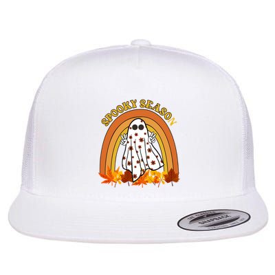 Retro Halloween Spooky Season Ghost Fall Rainbow Flatbill Hat