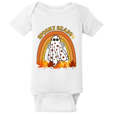 Retro Halloween Spooky Season Ghost Fall Rainbow Baby Bodysuit