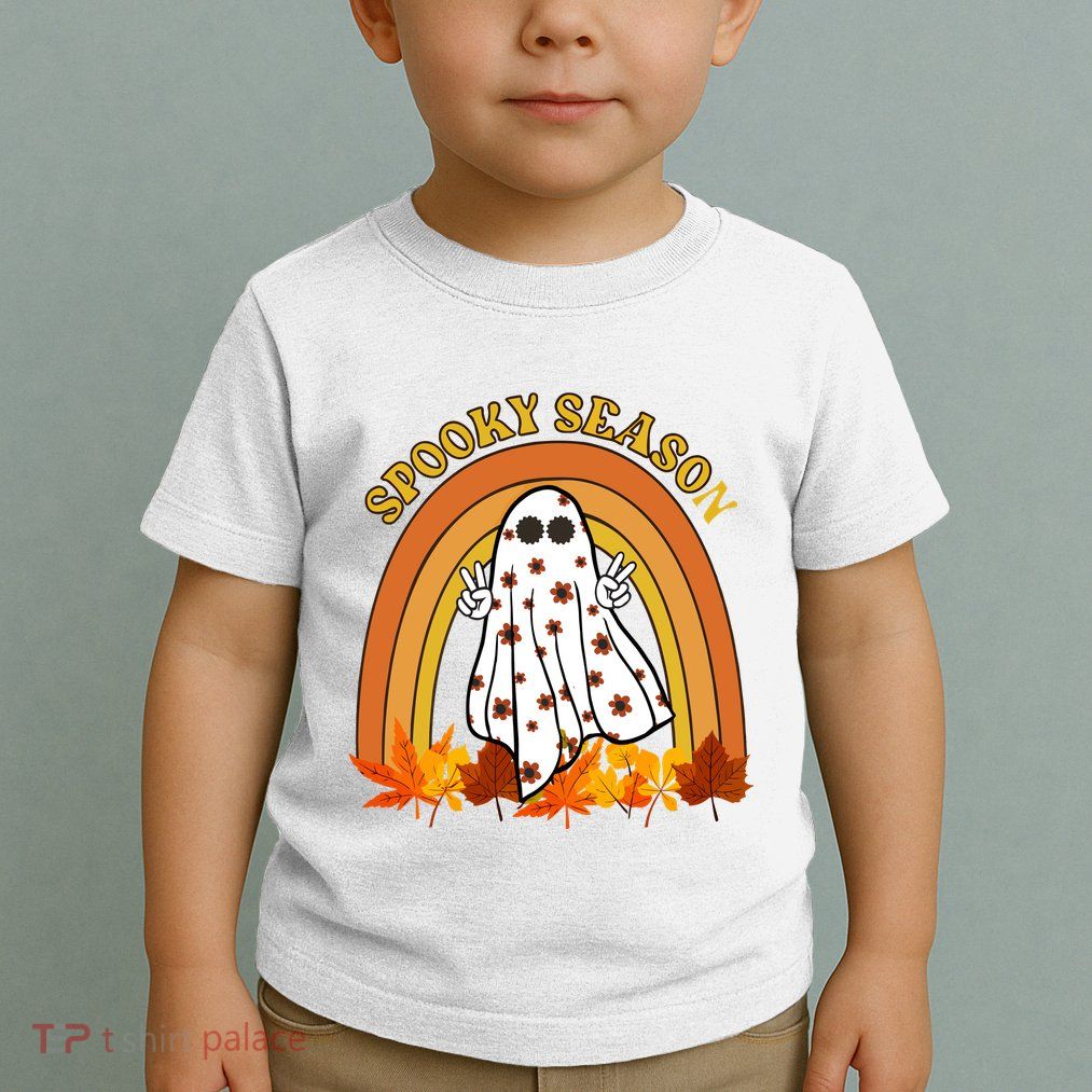 Retro Halloween Spooky Season Ghost Fall Rainbow Toddler T-Shirt