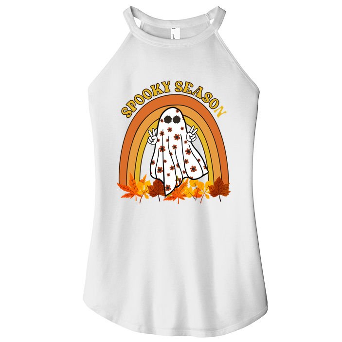 Retro Halloween Spooky Season Ghost Fall Rainbow Women's Perfect Tri Rocker Tank