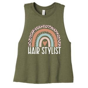 Rainbow Hair Stylist Shampoo Dealer The Best Hairstylist Cute Gift Women's Racerback Cropped Tank