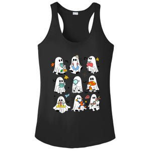 Retro Halloween Science Teacher Ghost Laboratory Teacher Ladies PosiCharge Competitor Racerback Tank