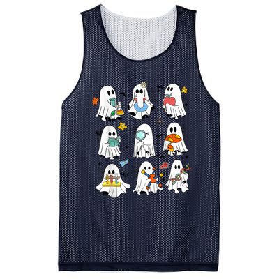 Retro Halloween Science Teacher Ghost Laboratory Teacher Mesh Reversible Basketball Jersey Tank