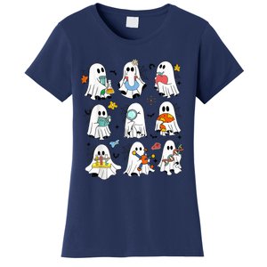 Retro Halloween Science Teacher Ghost Laboratory Teacher Women's T-Shirt