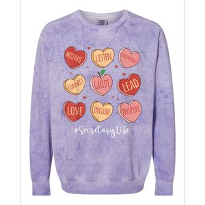 Retro Hearts School Secretary Life Funny Valentines Day Colorblast Crewneck Sweatshirt