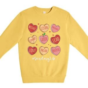 Retro Hearts School Secretary Life Funny Valentines Day Premium Crewneck Sweatshirt