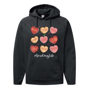 Retro Hearts School Secretary Life Funny Valentines Day Performance Fleece Hoodie